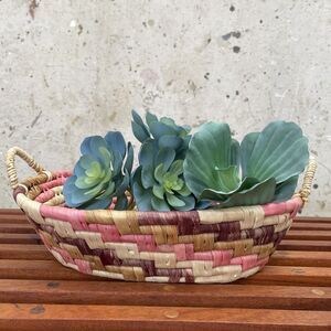 Vintage Natural Dye Polychrome Yucca Basket
